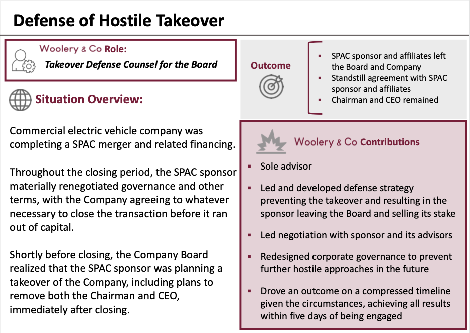 Shareholder Activism/Hostile Takeovers —